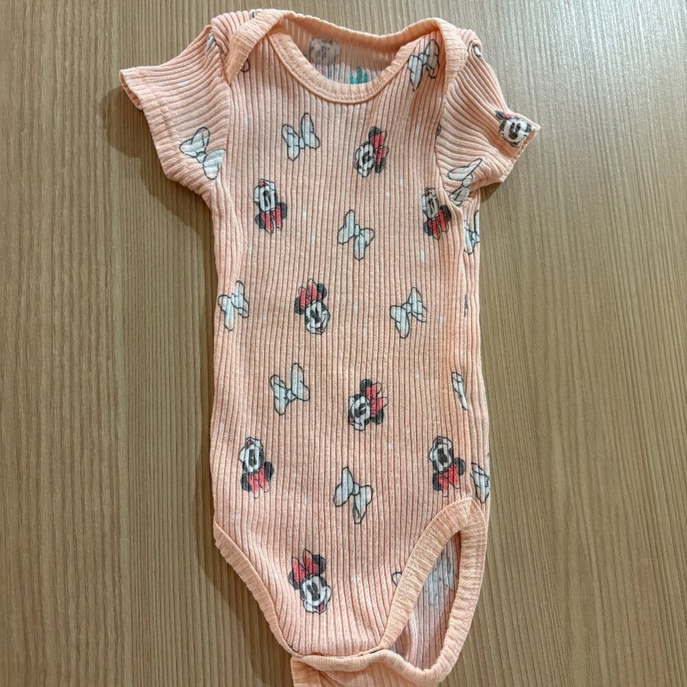 Disney Baby Classic Minnie Mouse Bodysuit 24 Months Light Pink Ribbed Cotton